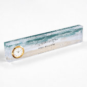 Elegant Aqua Blue Green Script Name Clock Desk Nam Naambordje