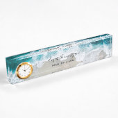 Elegant Aqua Blue Green Script Name Clock Desk Nam Naambordje