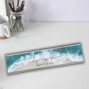 Elegant Aqua Blue Green Signature Script Name Bureau Naambordje