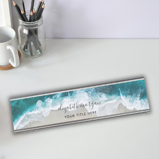 Elegant Aqua Blue Green Signature Script Name Bureau Naambordje
