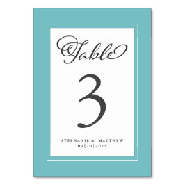 Elegant Aqua Blue Green & White Wedding Reception Kaart