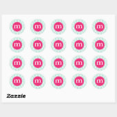 Elegant Aqua Blue Modern Trellis Personalized Ronde Sticker (Vel)