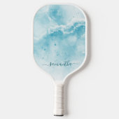 Elegant Aqua Blue Ocean Coastal Monogrammed Pickleball Paddle (Achterkant)