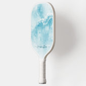 Elegant Aqua Blue Ocean Coastal Monogrammed Pickleball Paddle (Links)