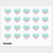 Elegant Aqua Blue & Pink Damask Dank u Hart Sticker (Vel)