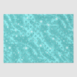 Elegant Aqua Blue Polka Dot Metallic Glitter Tissuepapier