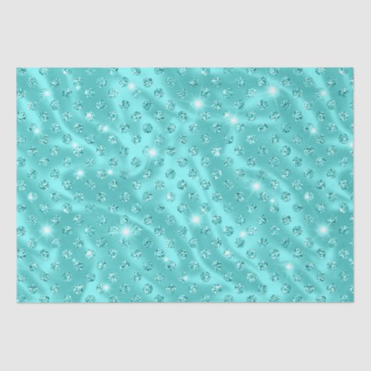 Elegant Aqua Blue Polka Dot Metallic Glitter Tissuepapier (Voorkant)