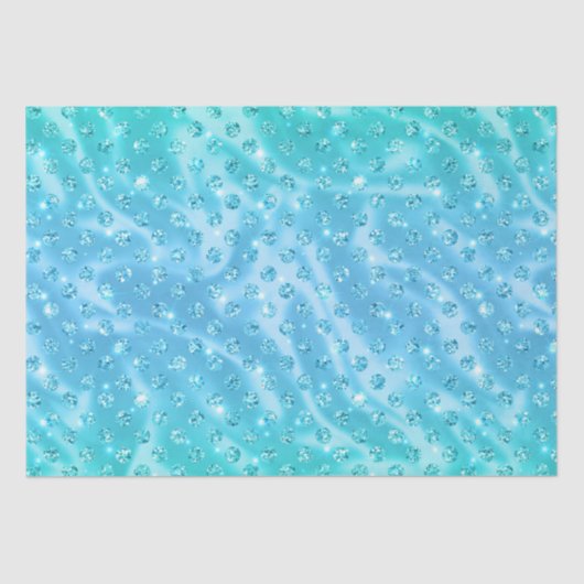 Elegant Aqua Blue Polka Dot Metallic Glitter Tissuepapier (Voorkant)