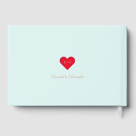 Elegant Aqua Blue Roos Gold Weddings Jubileum Gastenboek (Achterkant)