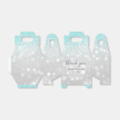 Elegant Aqua Blue Silver Sparkly Glitter Bruiloft Bedankdoosjes (Uitgevouwen)