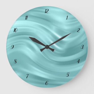 Elegant Aqua Blue Swirl Design Decorative Grote Klok
