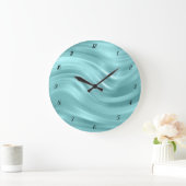 Elegant Aqua Blue Swirl Design Decorative Grote Klok (Huis)