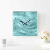 Elegant Aqua Blue Swirl Design Decorative Vierkante Klok (Huis)