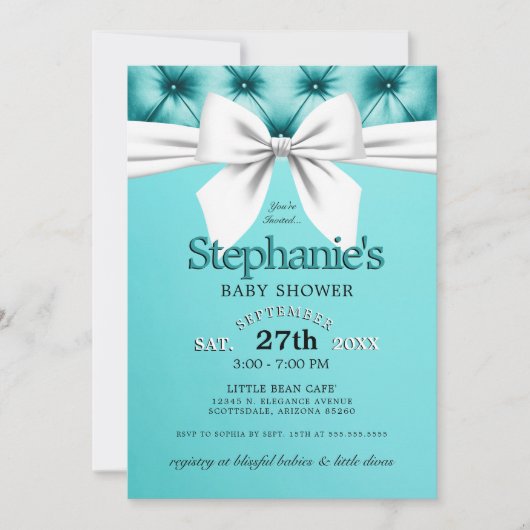 Elegant Aqua Blue Tiffany Baby shower Kaart (Voorkant)