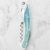 Elegant aqua blue waterverf corkschroefopener kurkentrekker (Voorkant)