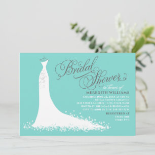 Elegant Aqua Blue Wedding Gown Vrijgezellenfeest Kaart