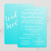 Elegant Aqua Blue Wedding Invitation Kaart (Voorkant / Achterkant)