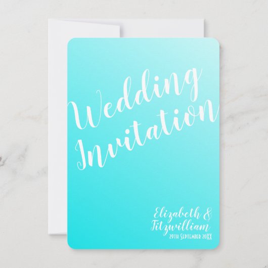 Elegant Aqua Blue Wedding Invitation Kaart (Achterkant)
