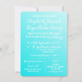 Elegant Aqua Blue Wedding Invitation Kaart (Voorkant)