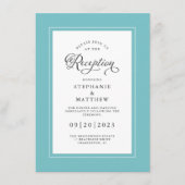 Elegant Aqua Blue Wedding Reception Chic Borders Informatiekaartje (Voorkant)