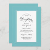 Elegant Aqua Blue Wedding Reception Chic Borders Informatiekaartje (Voorkant / Achterkant)