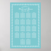 Elegant Aqua Blue Wedding Seating Chart Poster (Voorkant)