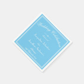 Elegant Aqua Blue & White Script Paper Wedding Servet (Hoek)
