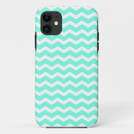 Elegant Aqua Chevron Stripes iPhone 11 Hoesje