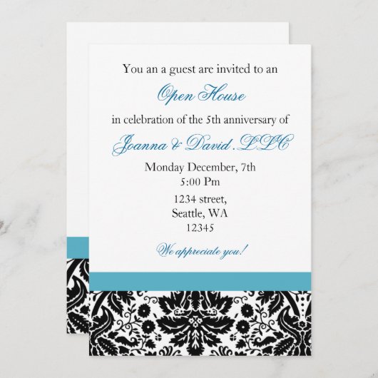 Elegant aqua Corporate party Invitation Kaart (Voorkant / Achterkant)