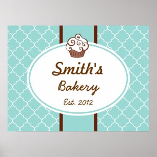 Elegant Aqua Cupcake — Zakelijke gebarsten kunst — Poster