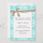 Elegant Aqua Damask Rehearsal Dinner Invitation Kaart (Voorkant)