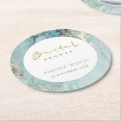 ELEGANT AQUA DUSKY BLUE GOLD AGATE VRIJGEZELLENFEE RONDE KARTONNEN ONDERZETTER (Gebogen)