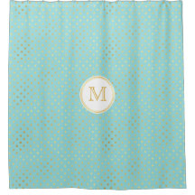 Elegant Aqua en Gold Polka Dots met monogram