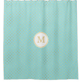 Elegant Aqua en Gold Polka Dots met monogram Douchegordijn