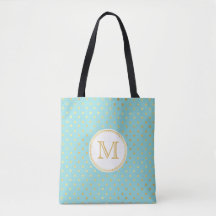 Elegant Aqua en Gold Polka Dots met monogram