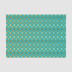 Elegant Aqua en Golden Polka Dot Tissue Paper Tissuepapier