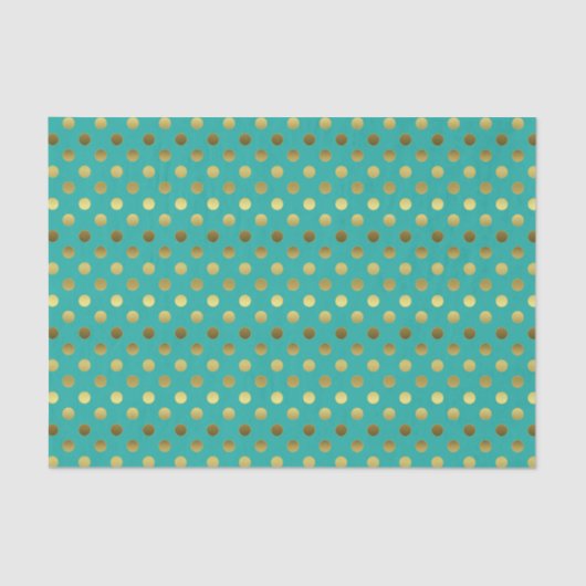 Elegant Aqua en Golden Polka Dot Tissue Paper Tissuepapier (Voorkant)