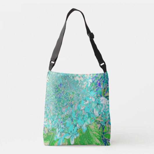 Elegant Aqua en Green Limelight Hydrangea Detail Crossbody Tas (Achterkant)