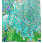 Elegant Aqua en Green Limelight Hydrangea Detail Douchegordijn (Voorkant)