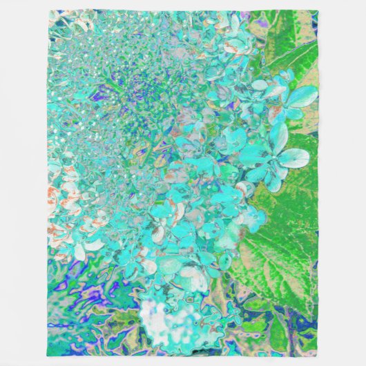 Elegant Aqua en Green Limelight Hydrangea Detail Fleece Deken (Voorkant)