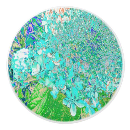 Elegant Aqua en Green Limelight Hydrangea Detail Keramische Knop (Voorkant)