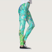 Elegant Aqua en Green Limelight Hydrangea Detail Leggings (Rechts)