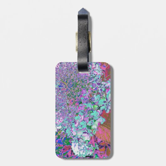 Elegant Aqua en Paarse Limelight Hydrangea Detail Bagagelabel (Achterkant verticaal)