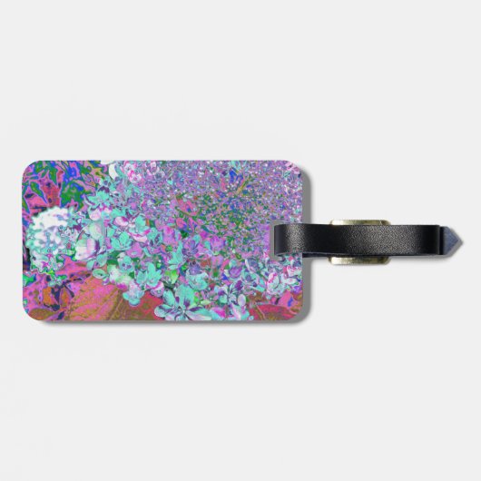 Elegant Aqua en Paarse Limelight Hydrangea Detail Bagagelabel (Achterkant horizontaal)