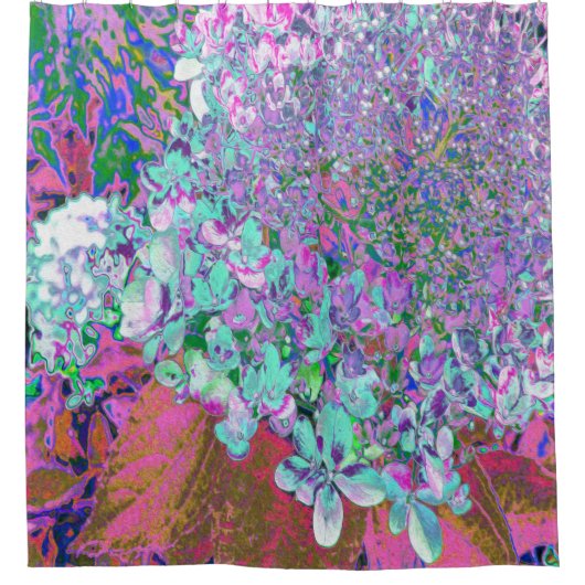 Elegant Aqua en Paarse Limelight Hydrangea Detail Douchegordijn (Voorkant)