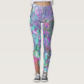 Elegant Aqua en Paarse Limelight Hydrangea Detail Leggings (Voorkant)