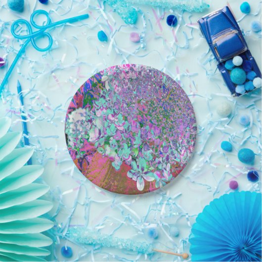 Elegant Aqua en Paarse Limelight Hydrangea Detail Papieren Bordje (Feest)