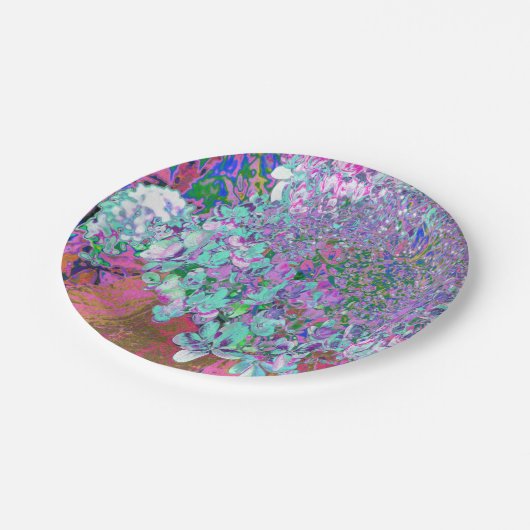 Elegant Aqua en Paarse Limelight Hydrangea Detail Papieren Bordje (Gekanteld)