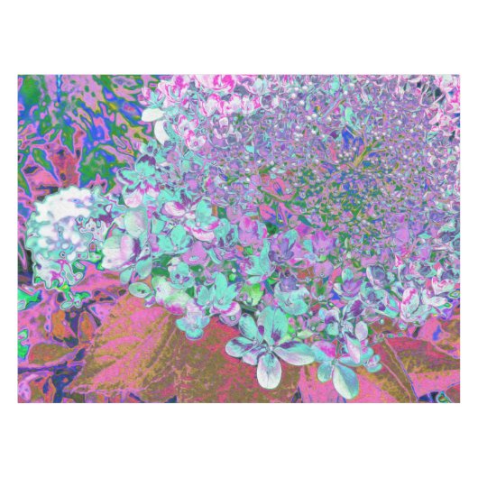 Elegant Aqua en Paarse Limelight Hydrangea Detail Tafelkleed (Voorkant (Horizontaal))