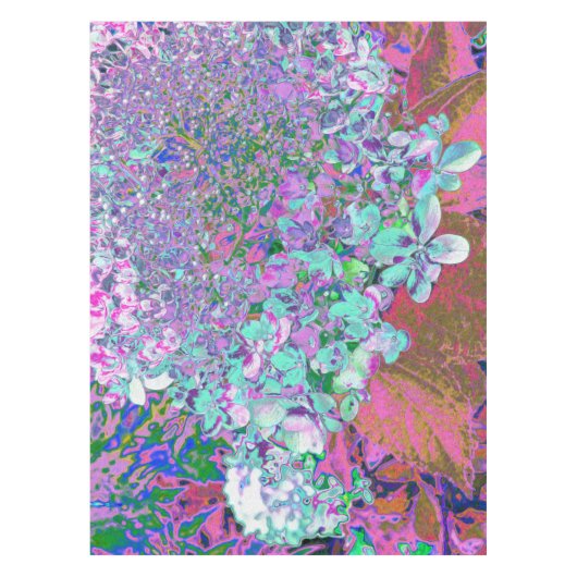 Elegant Aqua en Paarse Limelight Hydrangea Detail Tafelkleed (Voorkant)